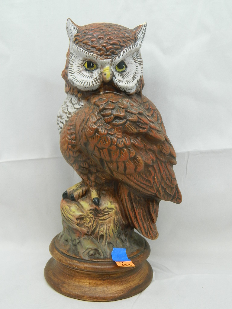 LC4035 Old CHALK MADE Byron Mold 1984 Painted LARGE Painted Owl 