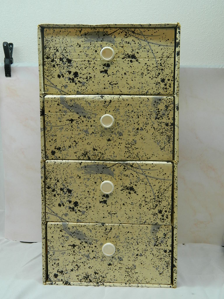 OE4228 Small Cardboard Made 4 Drawer Craft Dresser Black White and