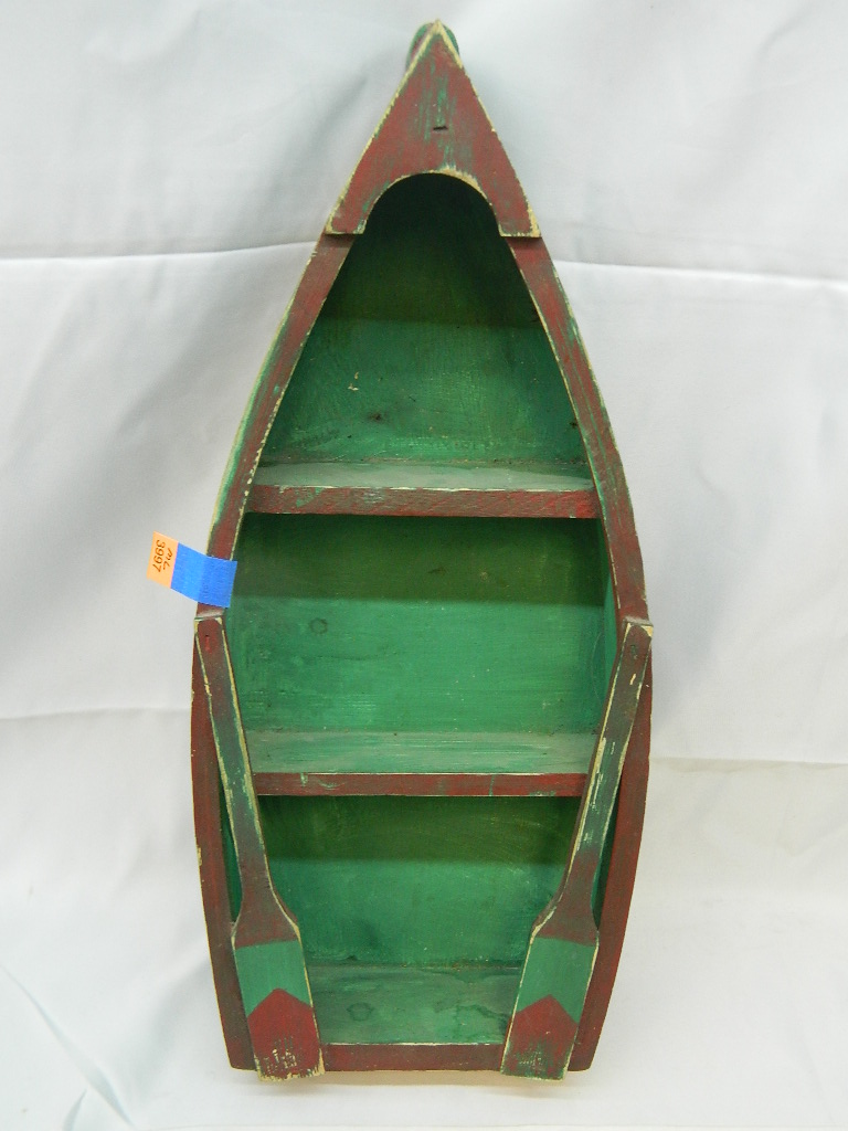 ML3998 NEAT Wooden Made Row Boat Wall Shelf 14.5×6.25 Inches Wilbur