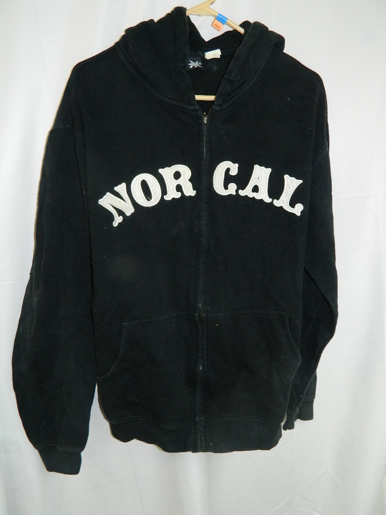 AA4966 Size Medium NorCal Black Zip Up Hooded Long Sleeve Jacket Wilbur Auction