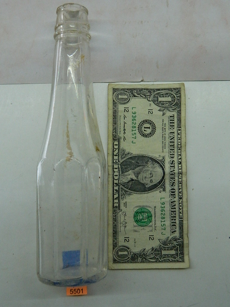 FL5501 Old Vintage Clear Glass Ketchup Bottle ‘No Lid’ 8.5 Inches Tall Wilbur Auction