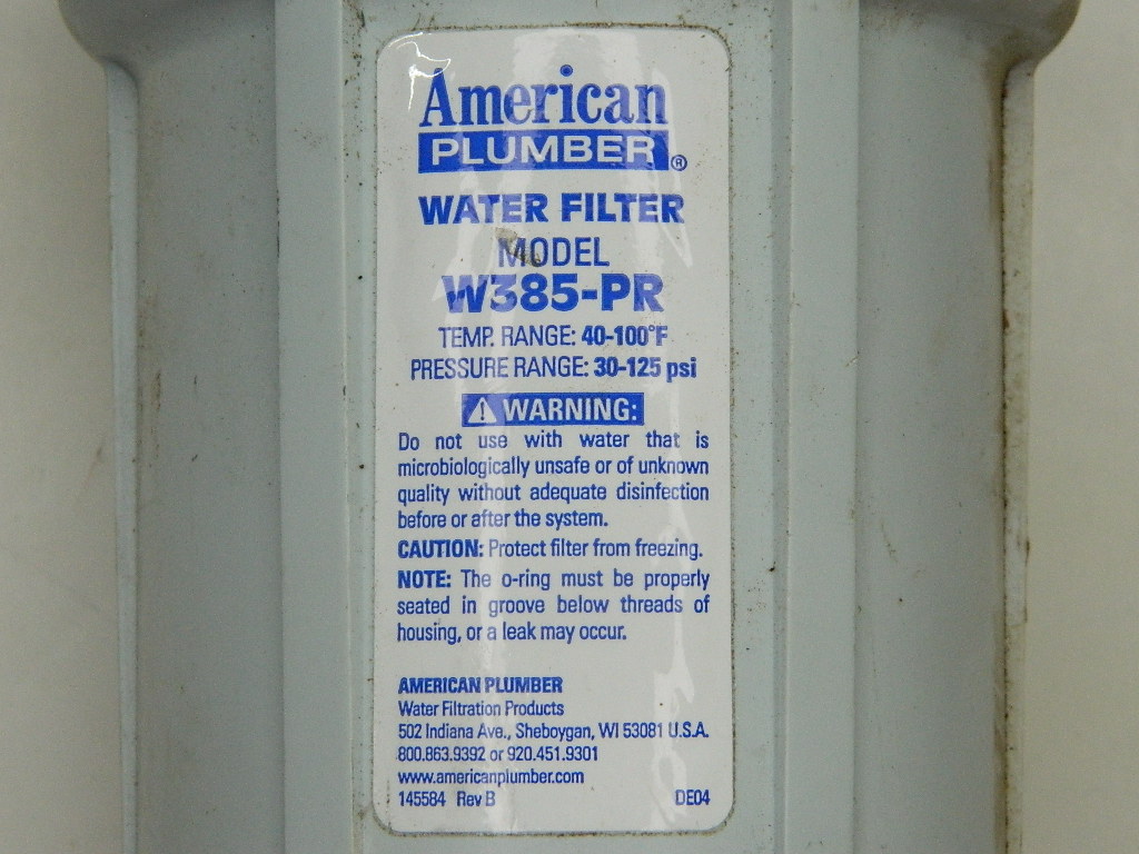 AA5286 AMERICAN PLUMBER Water Filter ‘Model W385PR’ Wilbur Auction