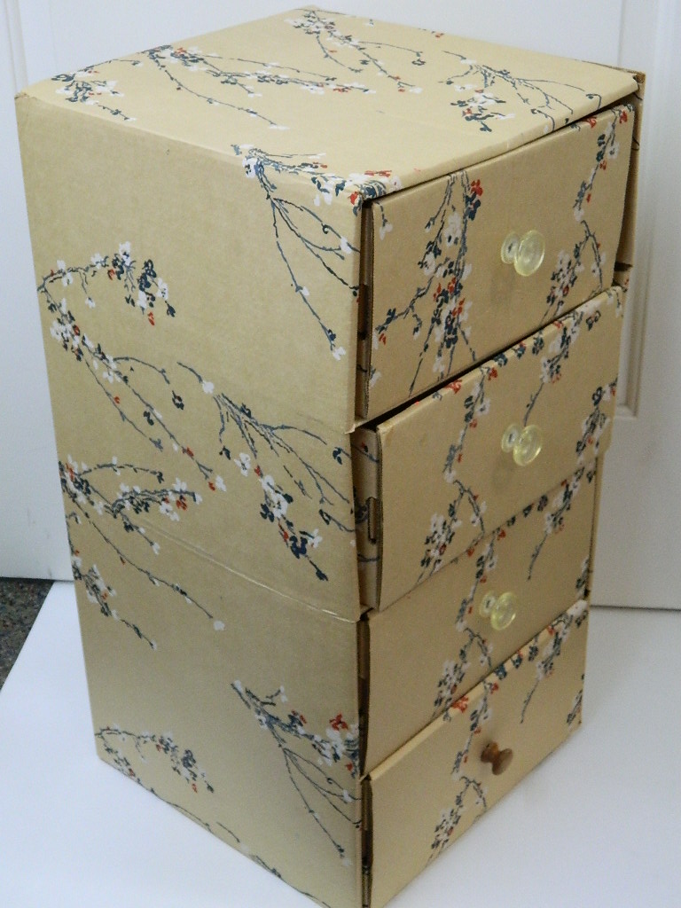 OE5623 Retro Cardboard Made Small 4 Drawer Sewing Dresser ’24 Inches