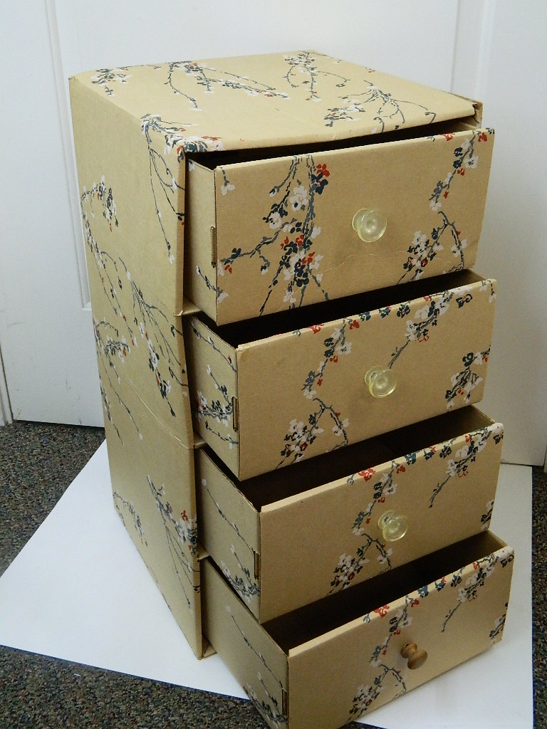 OE5623 Retro Cardboard Made Small 4 Drawer Sewing Dresser ’24 Inches