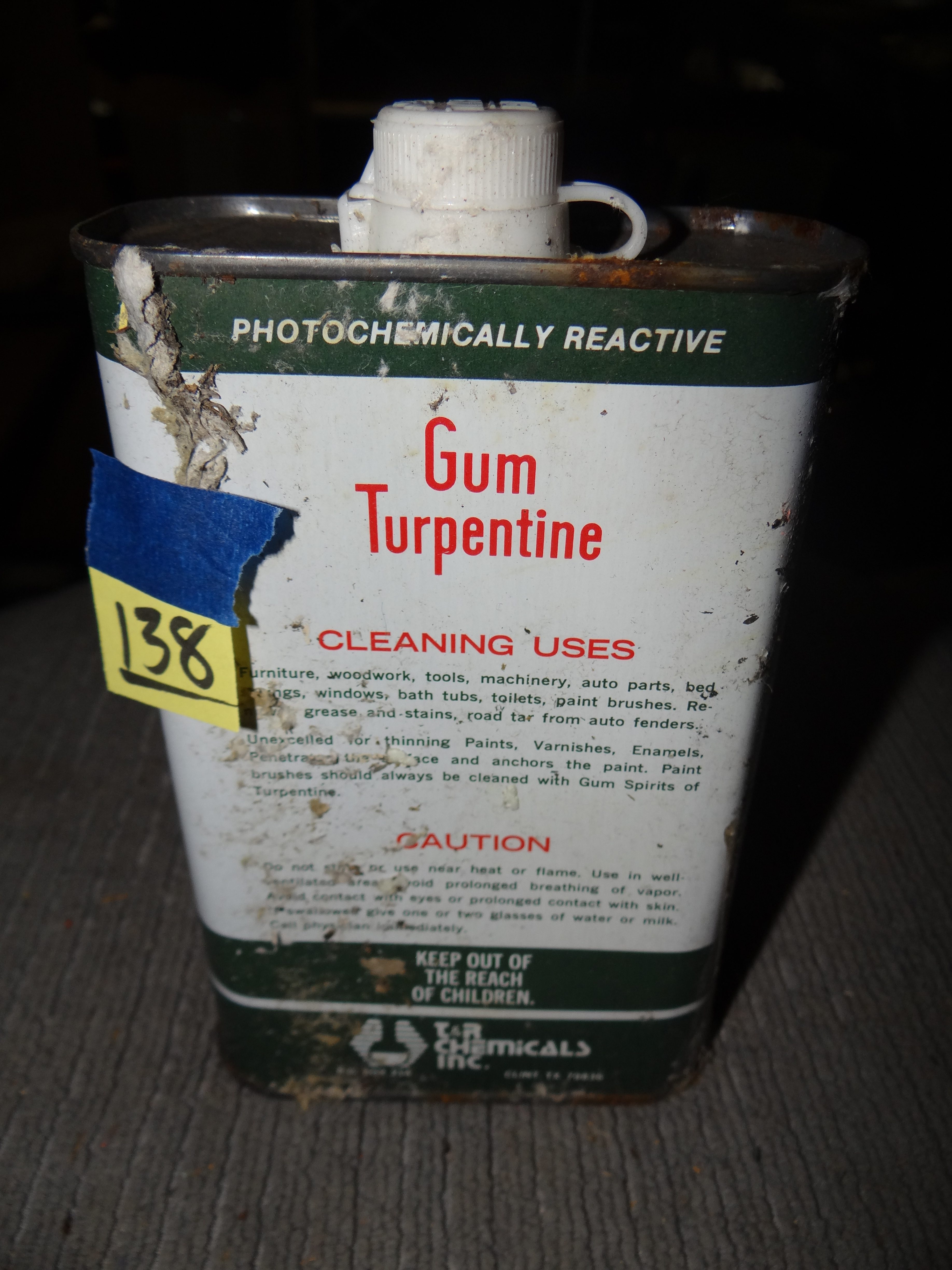 138Paint Thinner Gum Turpentine Wilbur Auction