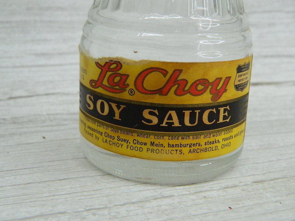 BH6741 Vintage ‘LA Choy’ Soy Sauce 5oz Glass Bottle W/ lid Wilbur