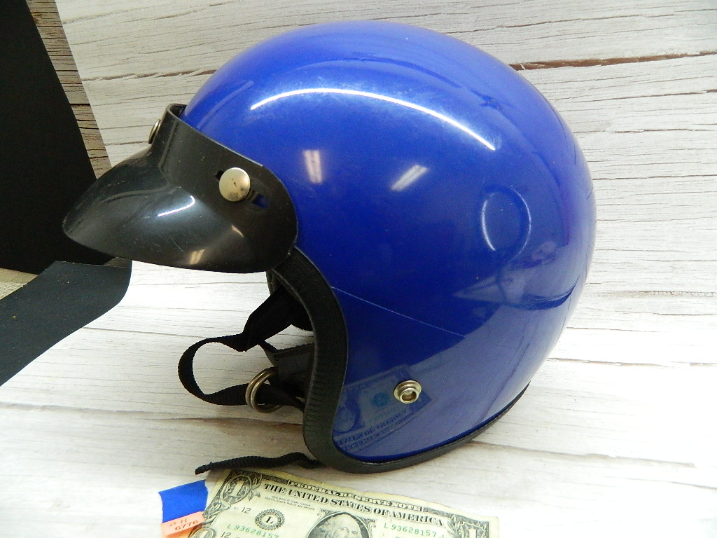 BH6776- Vintage Looking Royal Blue Size Small? Motorcycle Riding Helmet